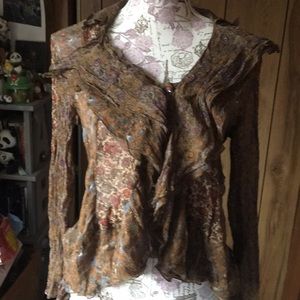 J Jill Brown multi print top - gorgeous